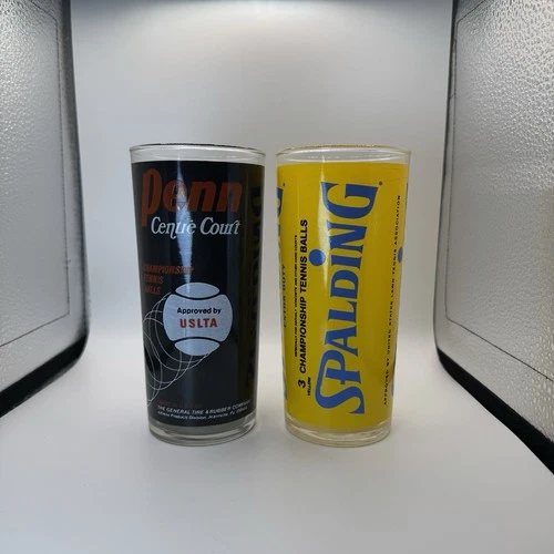2 Pack Vintage Tennis Drinking Glass Spalding & Penn 6.25” Federal Glass