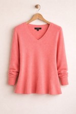 Alex Marie 100% Cashmere Sweater XL Coral V-Neck Soft Knit NWT
