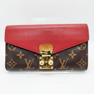 Louis Vuitton Long Wallet Brown Monogram Red Leather Flap Gold Hardware 1079151