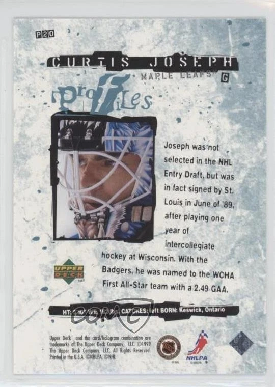1998-99 Upper Deck Profiles Curtis Joseph #P20 - Image 2 of 2