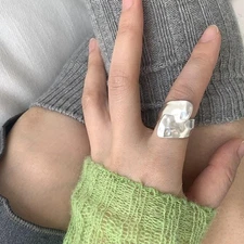 Women's Fashion Wide Face Ring Adjustable Opening Ring Unisex Copper Ring