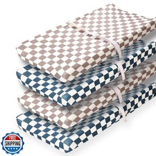 4 Pack Checkered Changing Pad Covers Neutral Breathable Fitted Baby Sheets Nu