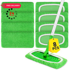 8Pcs Reusable Microfiber Mop Pads Compatible with Swiffer 8p, Green