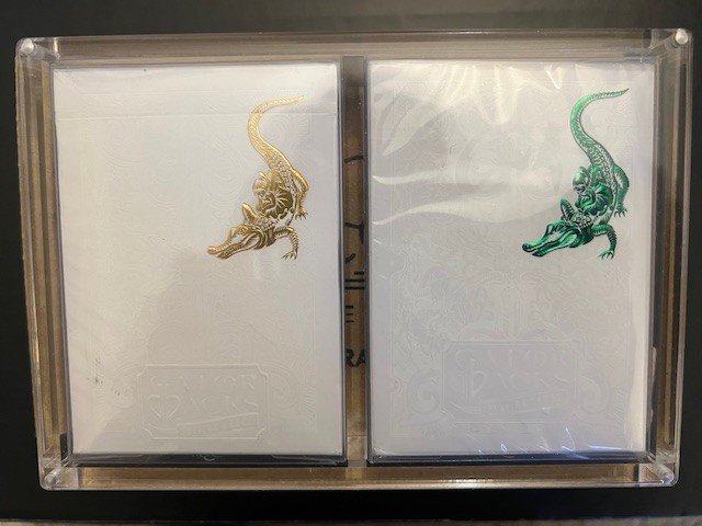 Green Gator Back Playing Cards 新品1個 Gatorback Signed Silver & Green Set Playing Cards by David Blaine