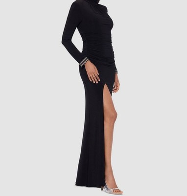 Betsy & Adam Women's Embellished Long-Sleeve Ruched Gown - Black - Size 4