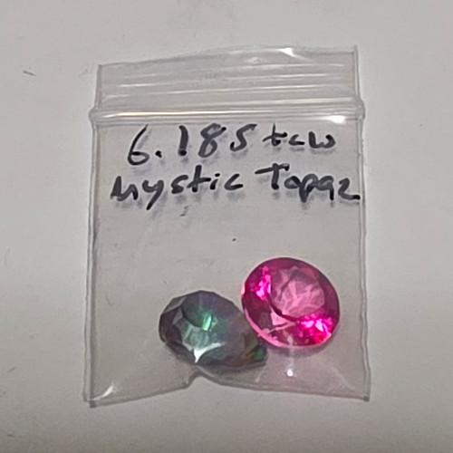 6.185tcw Mystic Topaz Cut Loose Gemstones Lot Round Bi-Color/Multicolor 2pc