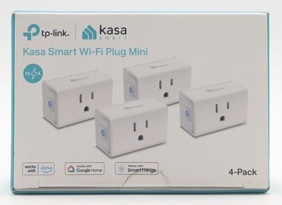 Kasa Smart Plug Mini 15A, Smart Home Wi-Fi Outlet, 4-Pack White Alexa Google