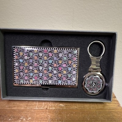 Korean Traditional Art Crafts Mother of Pearl Card Holder & Keychain Set