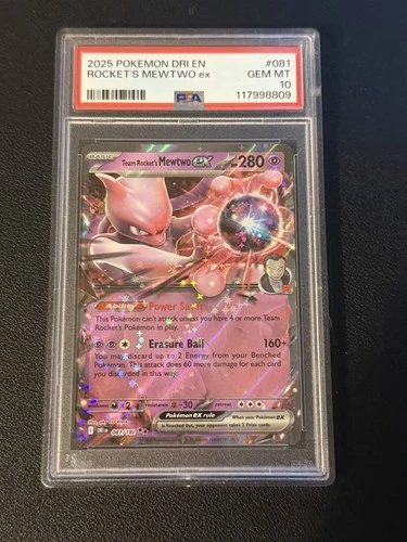 2025 POKEMON DRI EN-DESTINED RIVALS #081 TEAM ROCKET'S MEWTWO EX PSA 10