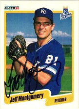 JEFF MONTGOMERY #115 Signed 1990 FLEER MLB Baseball Card AUTO ROYALS