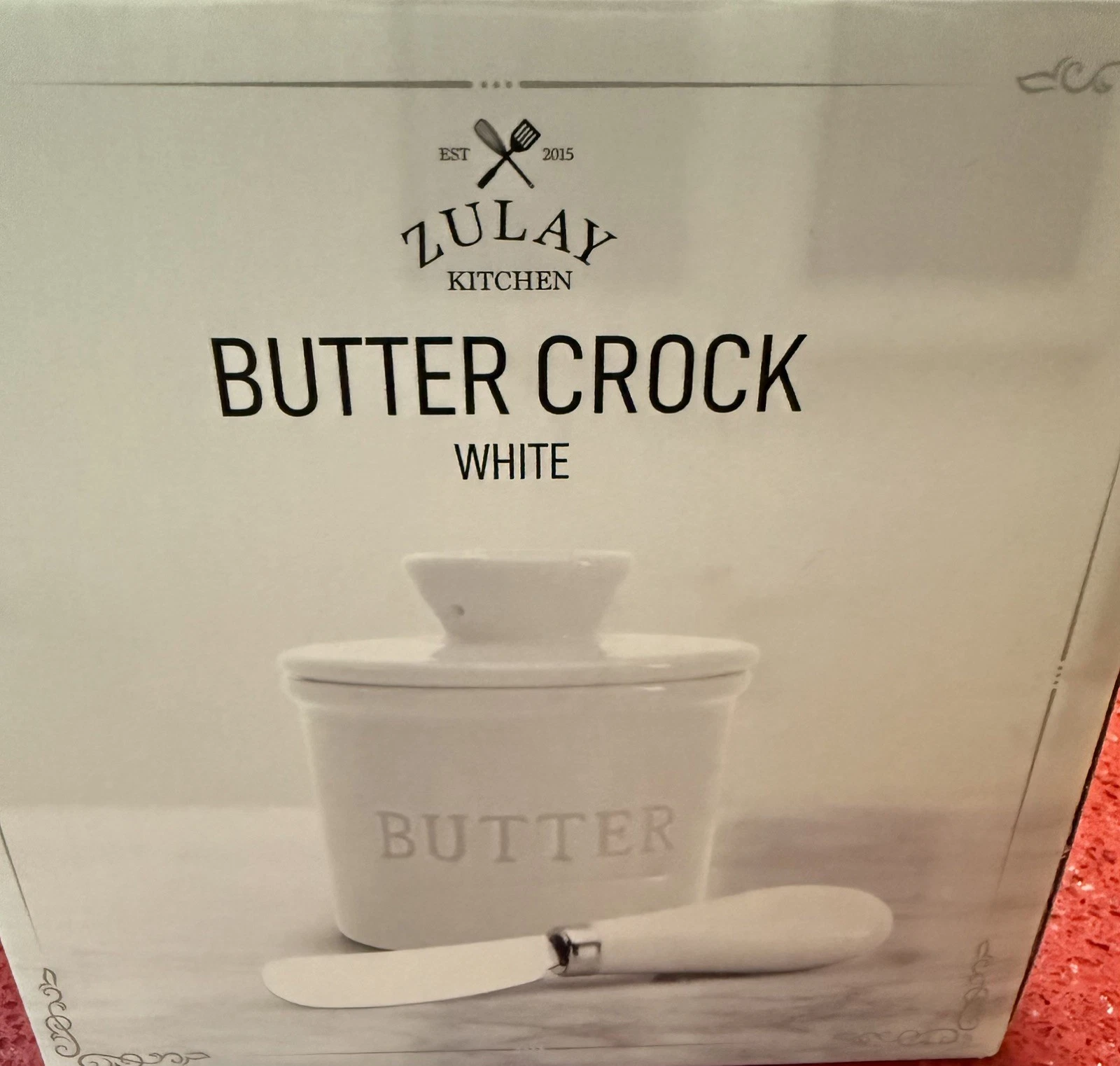 Zulay Kitchen Bell Shaped Butter Crock with Lid for Crock, White