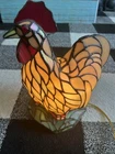 Vintage Stained Glass Tiffany Style Rooster Chicken Table Lamp Night Light  Read