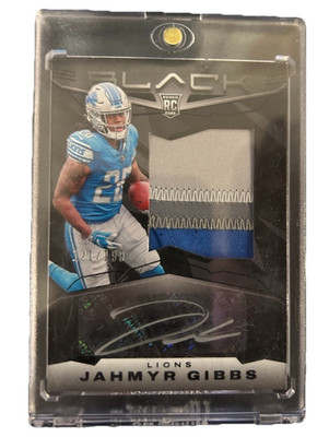Panini 2023 Black Rookie Patch Auto Jahmyr Gibbs Lions #214 Serial /199