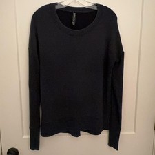 Athleta Sweatshirt Womens S Black Crew Neck Thumbhole Fleece Pullover Soft