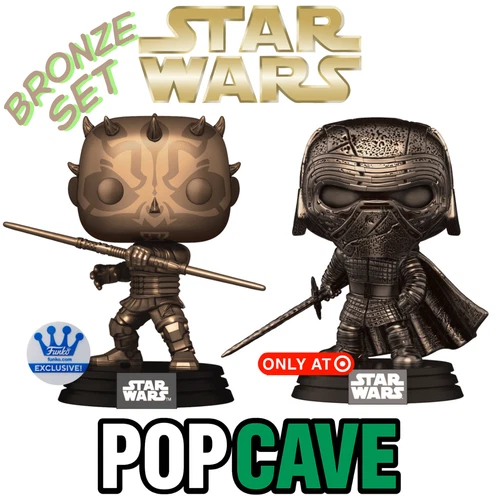 Funko Pop Cave STAR WARS BRONZE SET Kylo Ren & Darth Maul Exclusives w/Protector