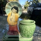 MCM Shawnee pottery Geisha Lady with Umbrella Planter Vintage #701 Made in USA
