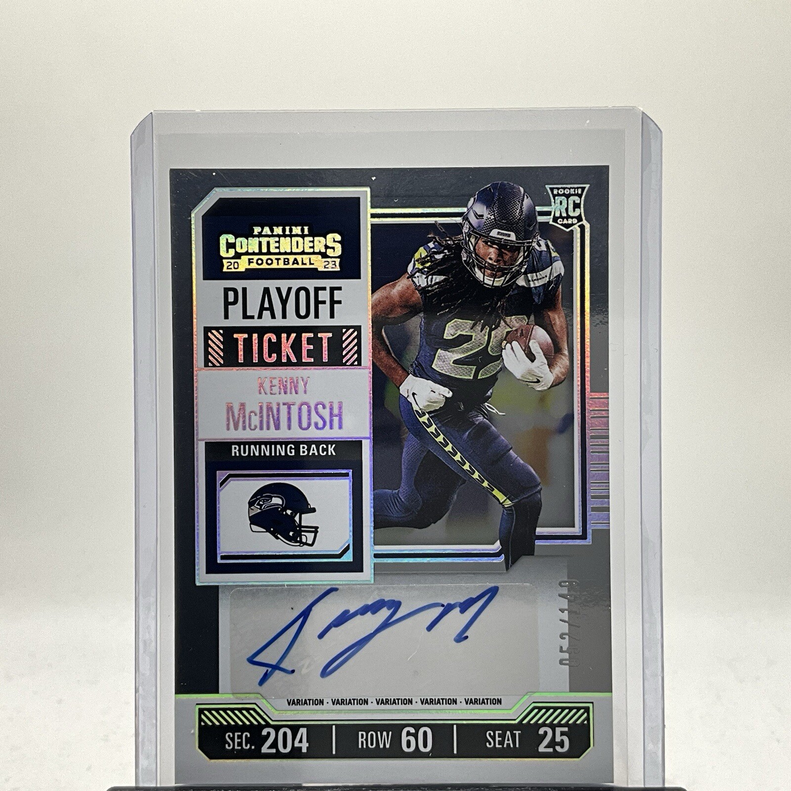2023 Panini Contenders Kenny McIntosh Variation Playoff Ticket Auto #/149 Rookie