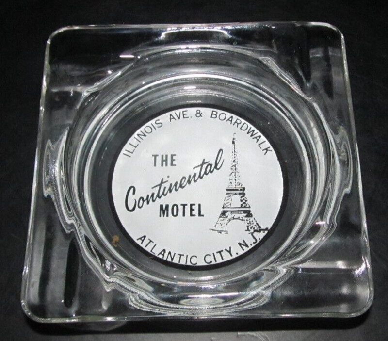 Vintage The Continental Motel Atlantic City NJ Ashtray Glass Illinois Ave Board