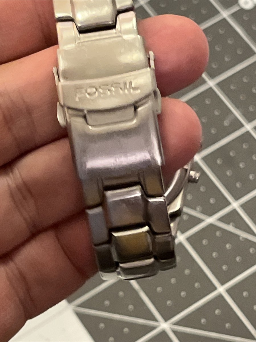 Fossil Big Tic Watch Men Silver Tone Flame Animation JR-8115