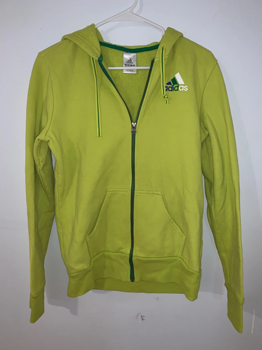 adidas Womens zip up hoodie size medium Lime Green long sleeve full zip logo