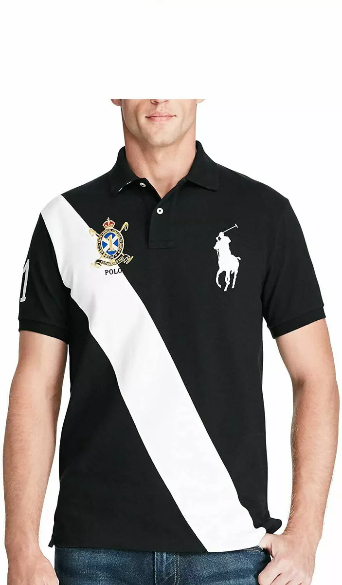 Black polo shirt with sales white horse