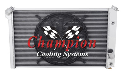 SR Champion 4 Row Radiator, 16'' Fan for 1973 - 1976 Chevrolet Corvette V8 Engine