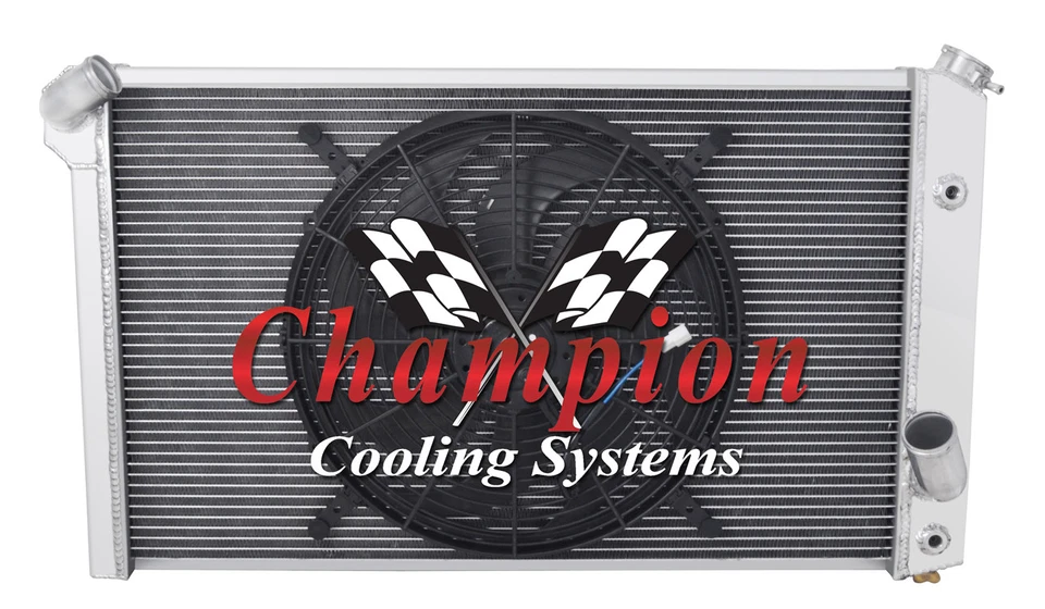 3 Row KR Champion Radiator W/ 16" Fan for 1973 - 1976 Chevrolet Corvette V8 Eng - Imagem 3 de 4