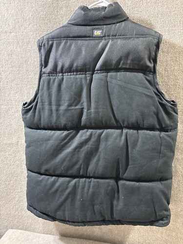 Caterpillar CAT Canvas Work Vest Mens Size XL Black Duck Coat Full Zip Lined - Picture 3 of 5
