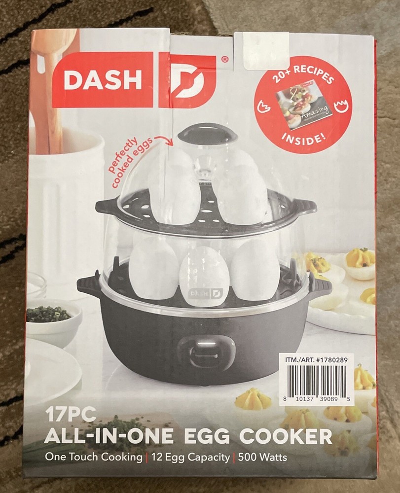 17-Piece Dash Egg Cooker & Steamer with 12-Egg Capacity, Piping Bag + 20 Recipes