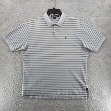 Polo Ralph Lauren Men Shirt XL Light Blue Striped Short Sleeve Polo