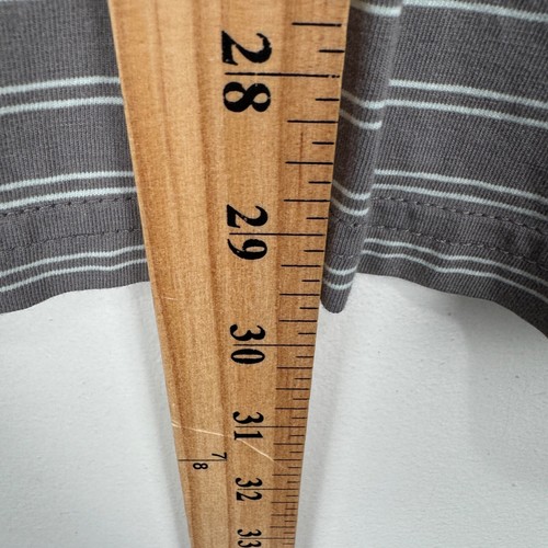 Criquet Performance Polo Golf Shirt Men Medium Gray White Striped Cotton Stretch - Picture 9 of 9