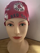 Scrub or Chef Hat Medical Nursing Chemo Skull Cap Boston Red Sox