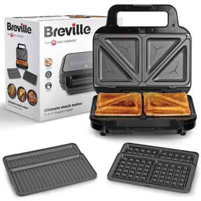 Breville 3 in 1 Sandwich Waffel und Panini Maker Snack Toastie Maker VST098