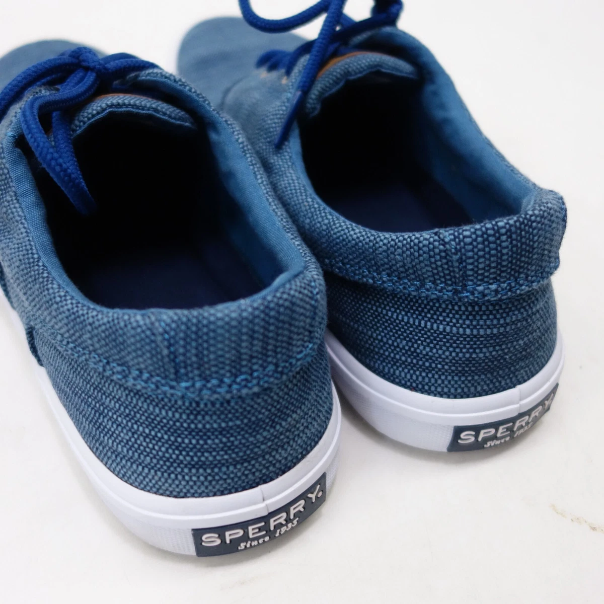Sperry Mens Blue Striper CVO Salt Washed Twill Sneaker Shoes Sz US