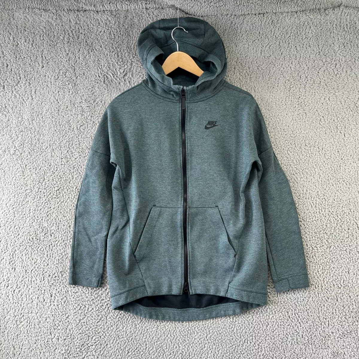 Vintage Nike Tech Fleece Hoodie Mens Extra Small Green Blue Sweatshirt Zip  Y2K