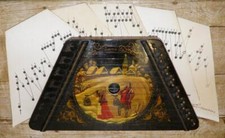 Vintage Akkordzither / Box Zither - Hand-Painted Russian Scene & Sheet Music
