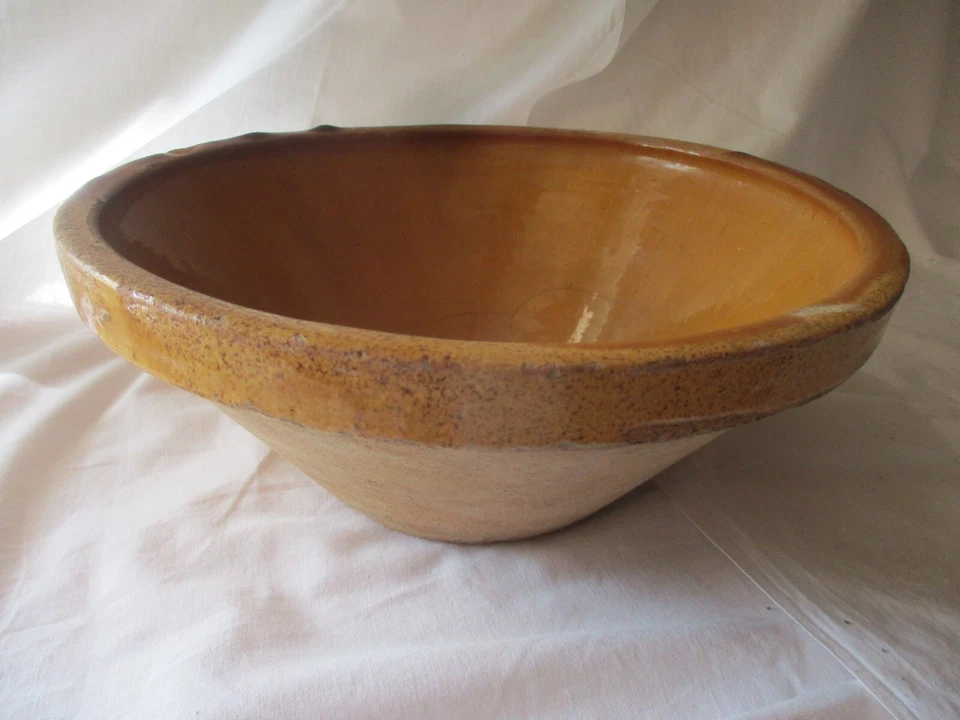 ANCIEN TIAN GRESALE TERRE CUITE VERNISSEE JAUNE PROVENCE MIDI  - Photo 3/4