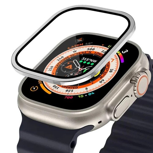 Tempered Glass for Apple Watch Ultra 2 49mm Screen Protector Metal Frame Anti-Sc - Photo 31 sur 41