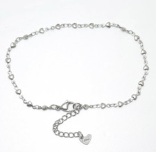 Silver Ladies Small Heart Ankle Chain Anklet