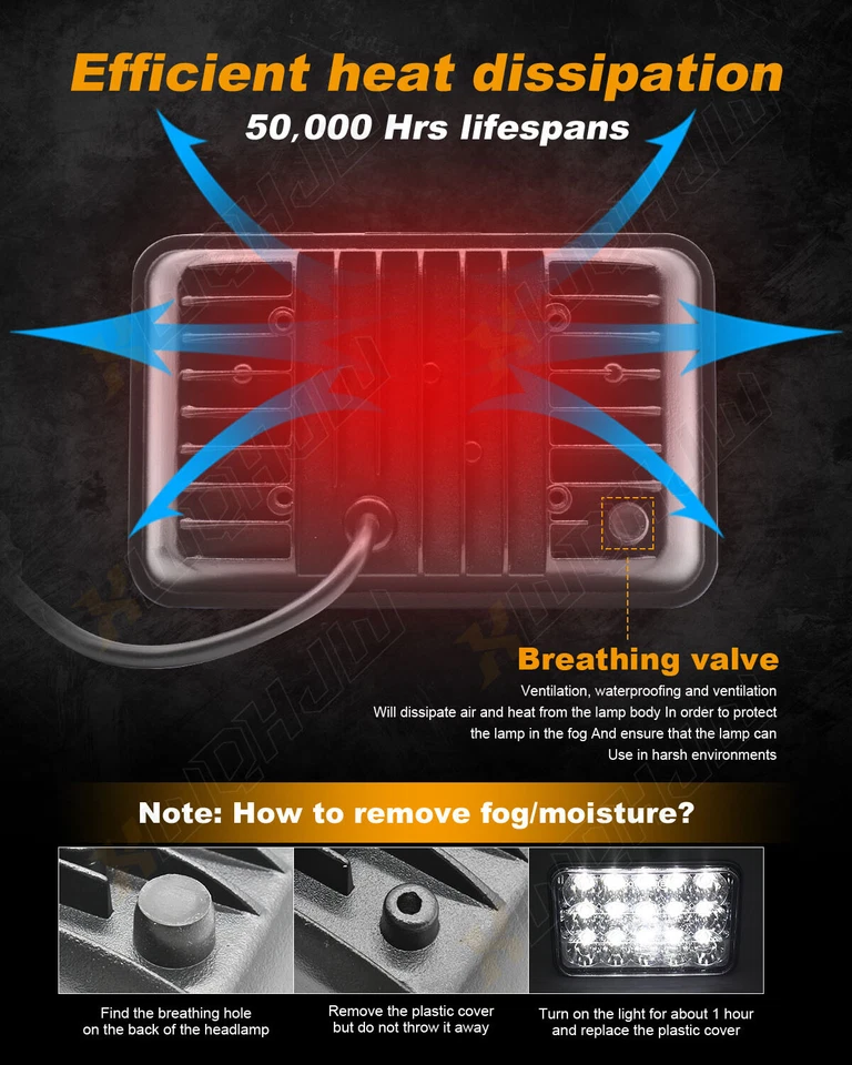 Par de faros LED cromados de haz alto/bajo de 4x6" para Geo Metro 1989-97 Foto 4 de 4