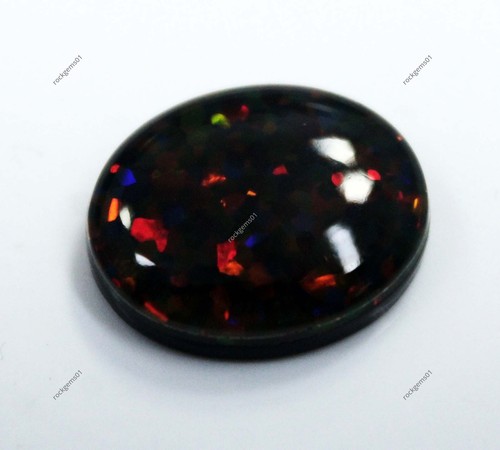 Opale di Fuoco Australiano Naturale 10 Ct Ovale Doppio Nero Lucido Gemma Certificato - Foto 3 di 7