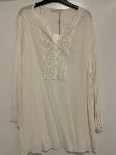 BNWT LADIES DAVID JONES CREAM IVORY LONG BLOUSE TOP SHIRT SIZE 16 LACE DETAIL - Picture 3 of 3