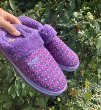 BOBS by SKECHERS Beautiful Purple Fleece Lined Slippers A SOLES Sz 4    sj17j19