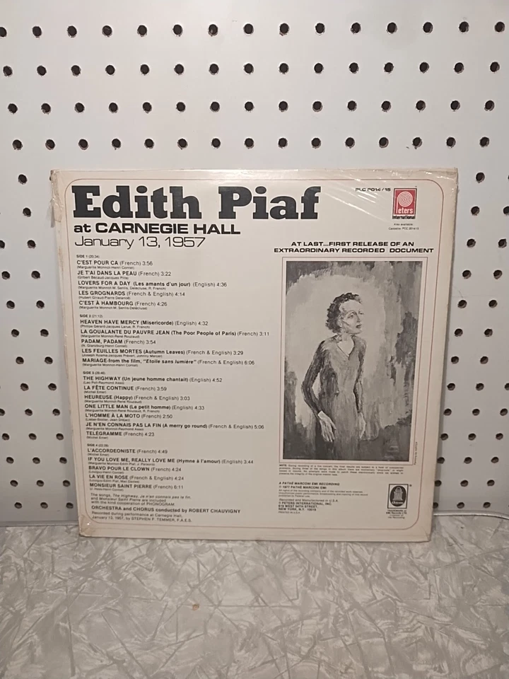 Edith Piaf At Carnegie Hall January 13, 1957 2 LP 1977 Hymne A L'amour Sealed - Image 4 of 4