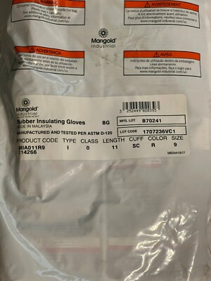 nos !! MARIGOLD RED ELECTRICAL GLOVES, NATURAL RUBBER, CLASS 0 R 11, SIZE 9 