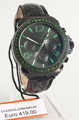 Lancaster italia Uhr Zifferblatt mit Chrono und grünem Swarovski Stein 41900  NEU