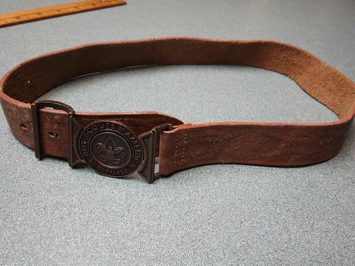 Vintage Boys Scouts Tooled Leather Belt (XS) | eBay