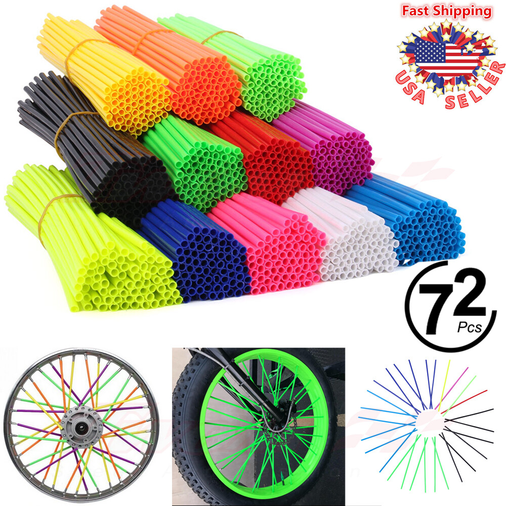 72X Motorcycle Bike Spoke Skins Covers Wraps Wheel Rim Guard