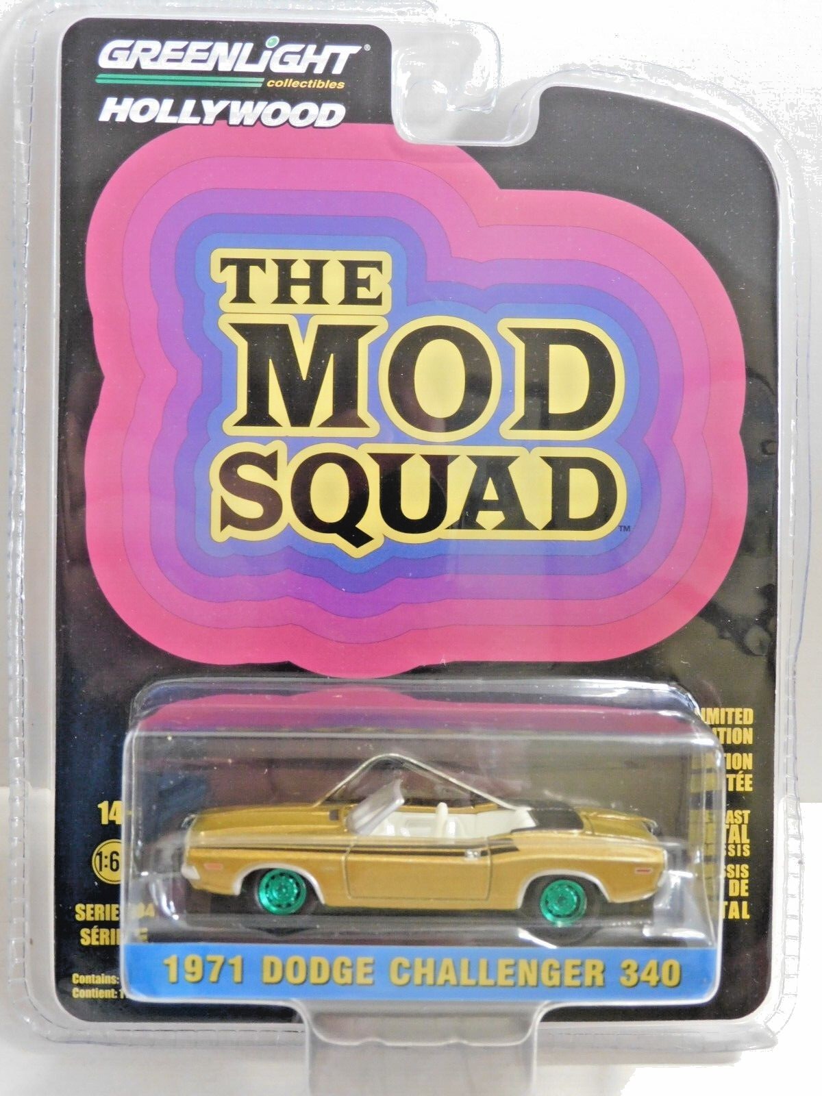 GREENLIGHT 1971 DODGE CHALLENGER THE MOD SQUAD 1/64 44940-A CHASE GREEN WHEELS
