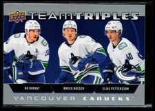 2021-22 Upper Deck Team Triples #TT-VAN Bo Horvat / Brock Boeser / Elias